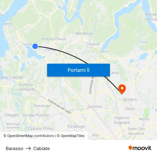 Barasso to Cabiate map