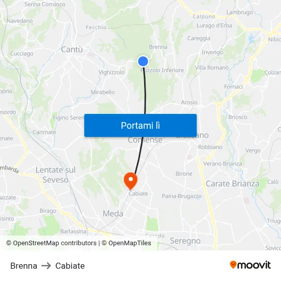 Brenna to Cabiate map