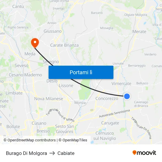 Burago Di Molgora to Cabiate map