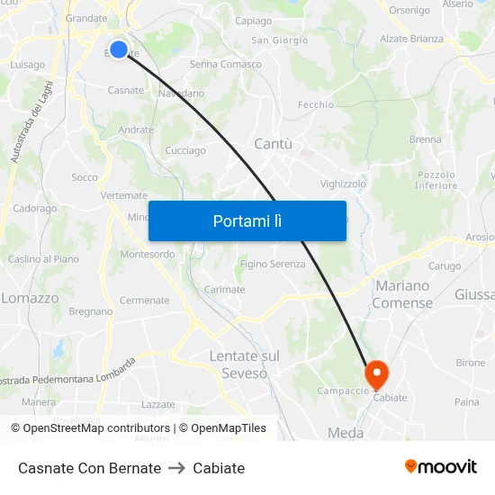 Casnate Con Bernate to Cabiate map