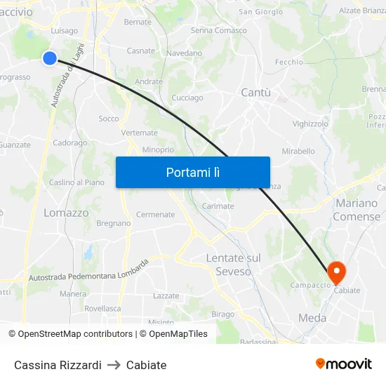 Cassina Rizzardi to Cabiate map