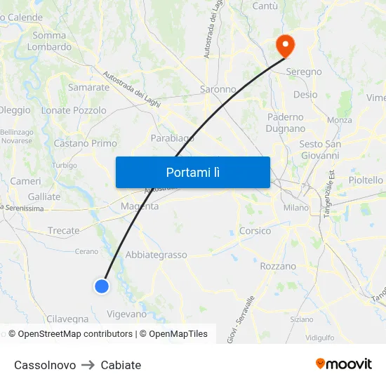Cassolnovo to Cabiate map