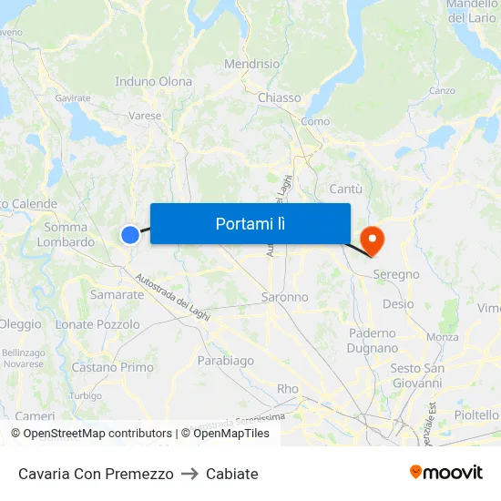 Cavaria Con Premezzo to Cabiate map