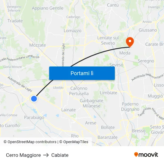 Cerro Maggiore to Cabiate map