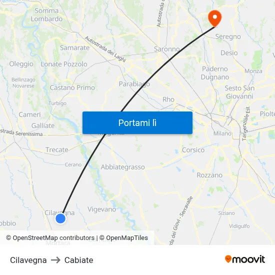 Cilavegna to Cabiate map