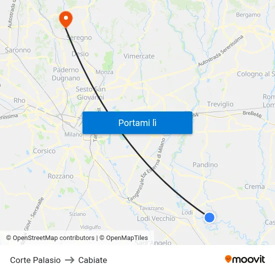 Corte Palasio to Cabiate map