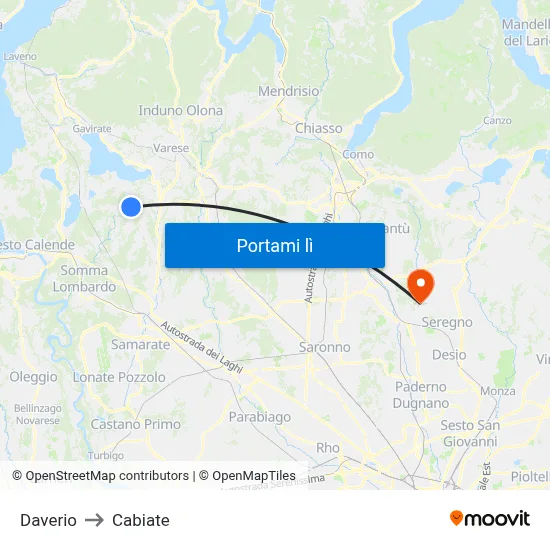 Daverio to Cabiate map
