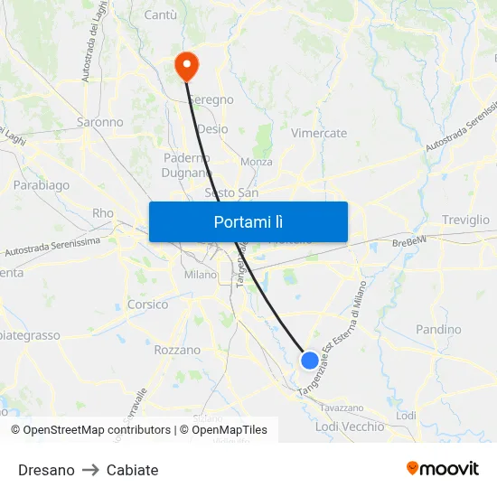 Dresano to Cabiate map
