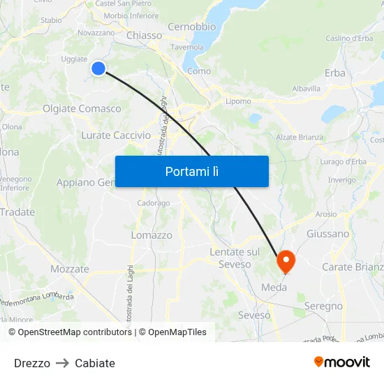 Drezzo to Cabiate map