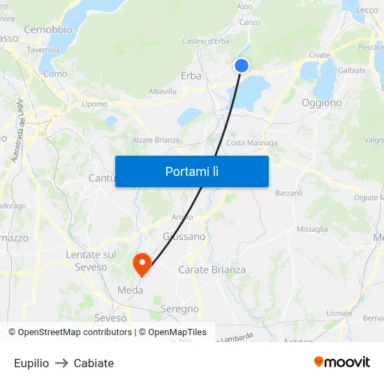 Eupilio to Cabiate map