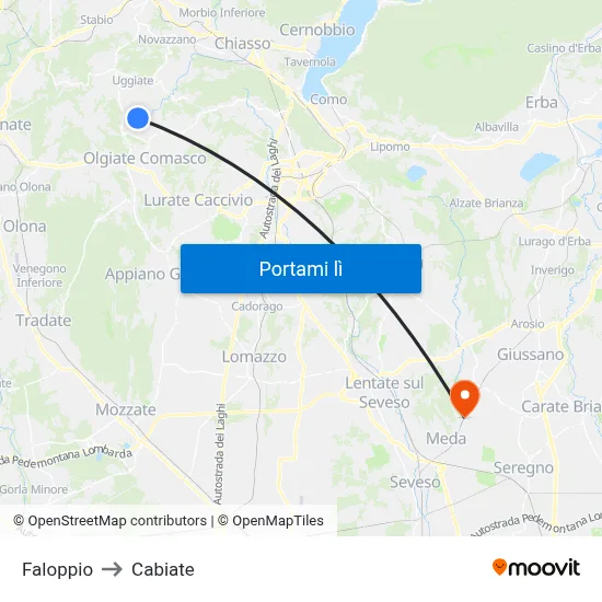 Faloppio to Cabiate map
