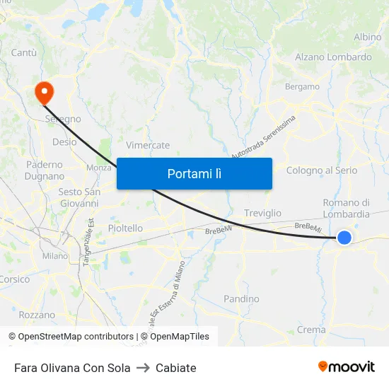 Fara Olivana Con Sola to Cabiate map