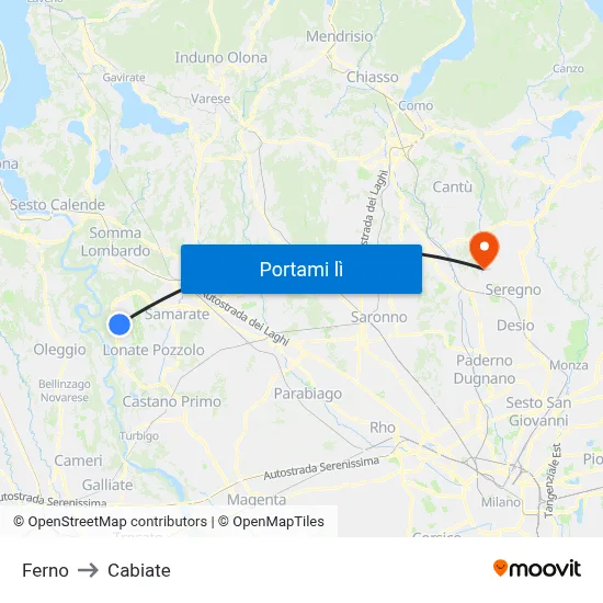 Ferno to Cabiate map