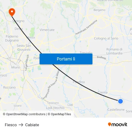 Fiesco to Cabiate map