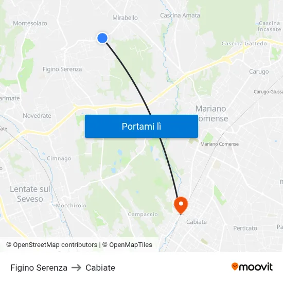 Figino Serenza to Cabiate map