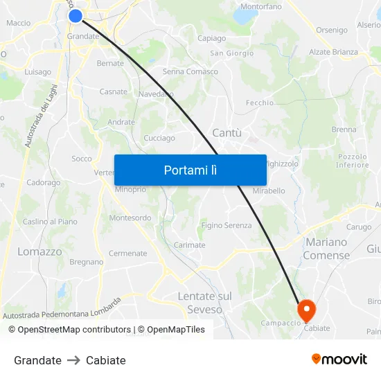 Grandate to Cabiate map