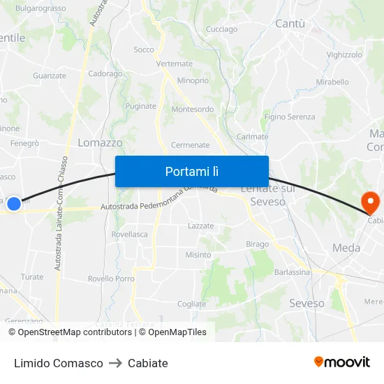 Limido Comasco to Cabiate map