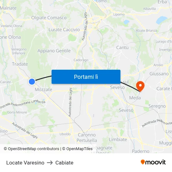 Locate Varesino to Cabiate map