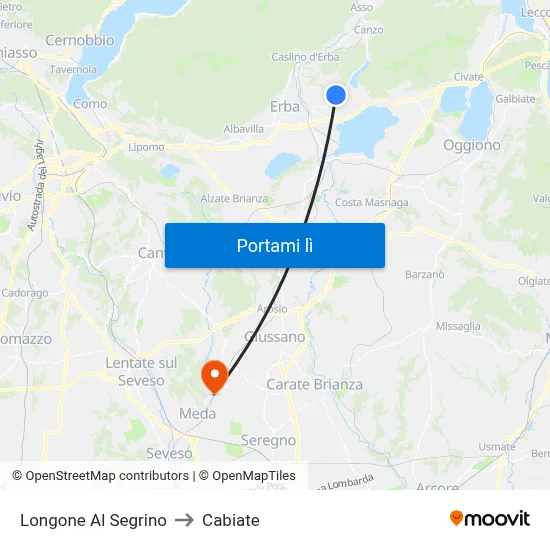 Longone Al Segrino to Cabiate map