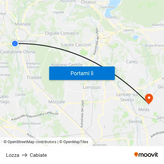 Lozza to Cabiate map