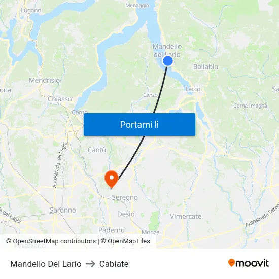 Mandello Del Lario to Cabiate map