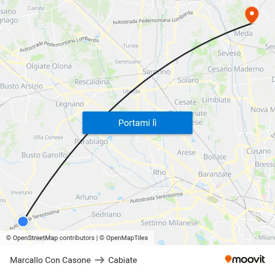 Marcallo Con Casone to Cabiate map