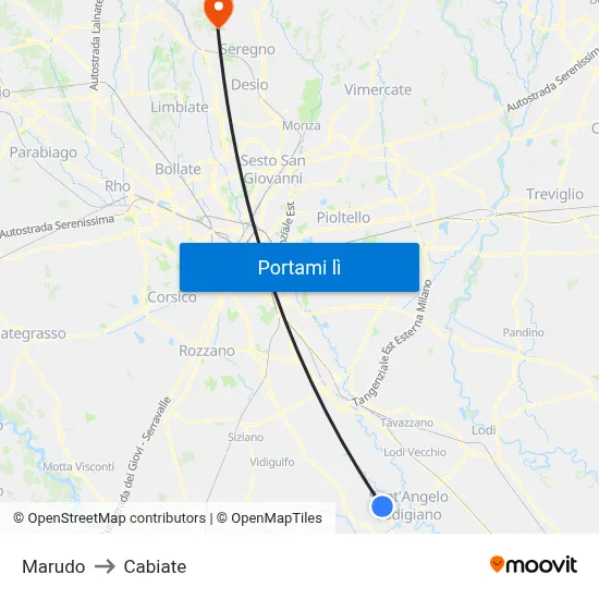 Marudo to Cabiate map