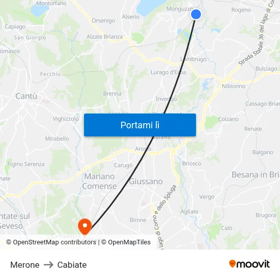 Merone to Cabiate map