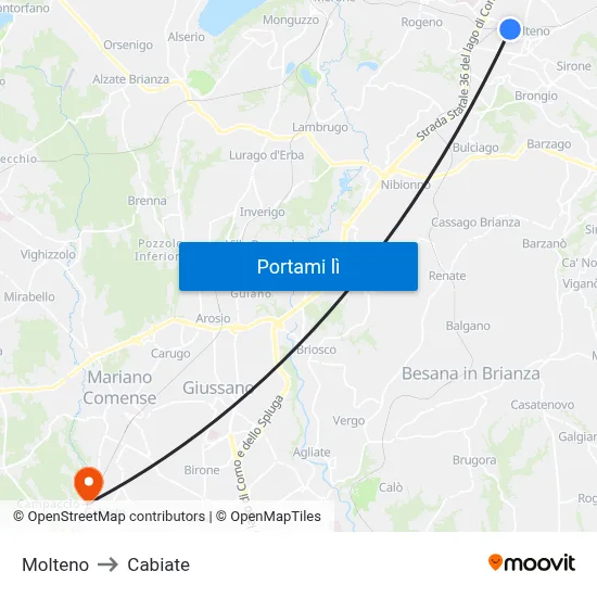 Molteno to Cabiate map