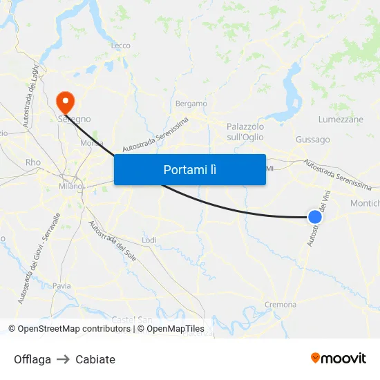 Offlaga to Cabiate map