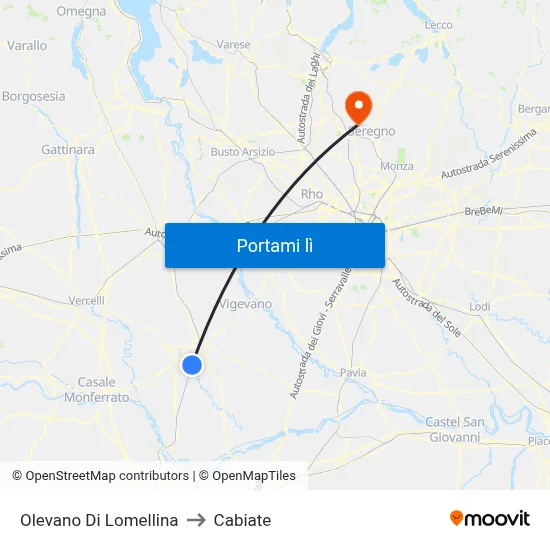 Olevano Di Lomellina to Cabiate map