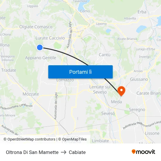 Oltrona Di San Mamette to Cabiate map