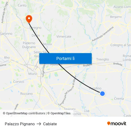 Palazzo Pignano to Cabiate map