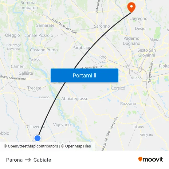 Parona to Cabiate map