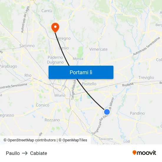 Paullo to Cabiate map