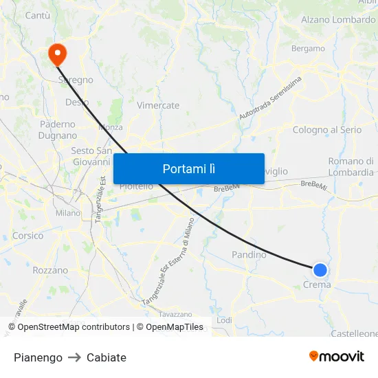 Pianengo to Cabiate map