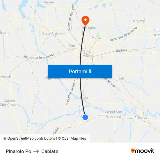 Pinarolo Po to Cabiate map