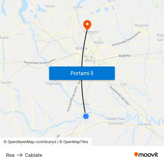 Rea to Cabiate map