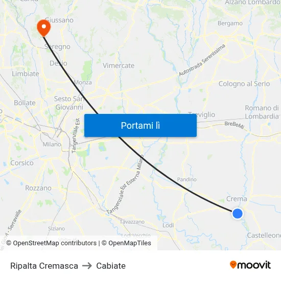 Ripalta Cremasca to Cabiate map
