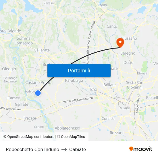 Robecchetto Con Induno to Cabiate map