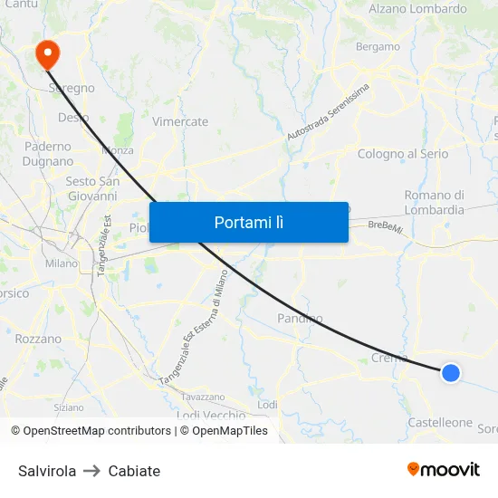 Salvirola to Cabiate map