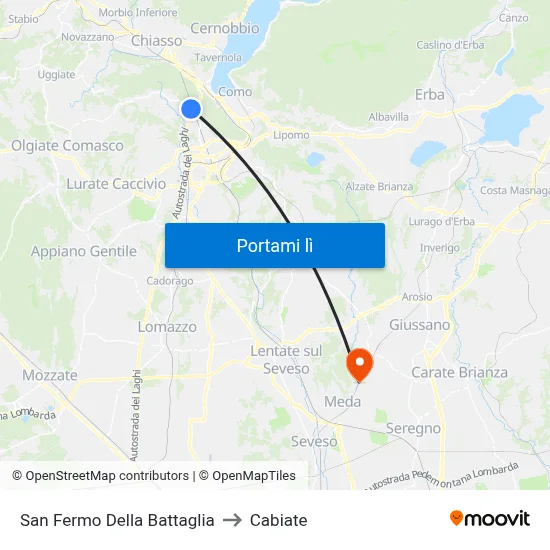 San Fermo Della Battaglia to Cabiate map