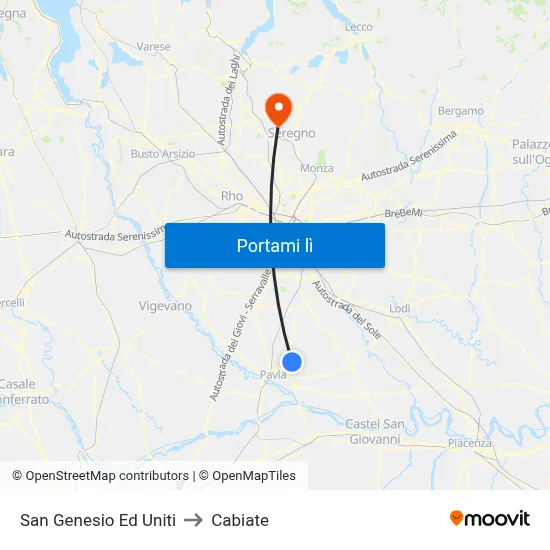 San Genesio Ed Uniti to Cabiate map