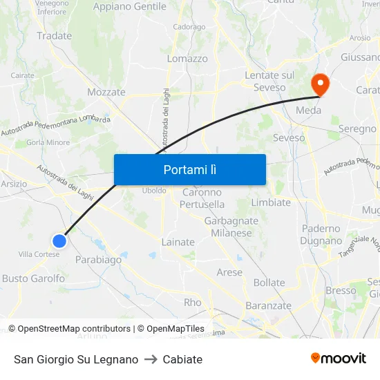 San Giorgio Su Legnano to Cabiate map