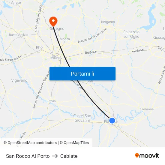 San Rocco Al Porto to Cabiate map