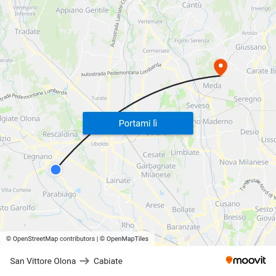 San Vittore Olona to Cabiate map