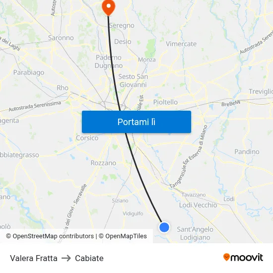 Valera Fratta to Cabiate map