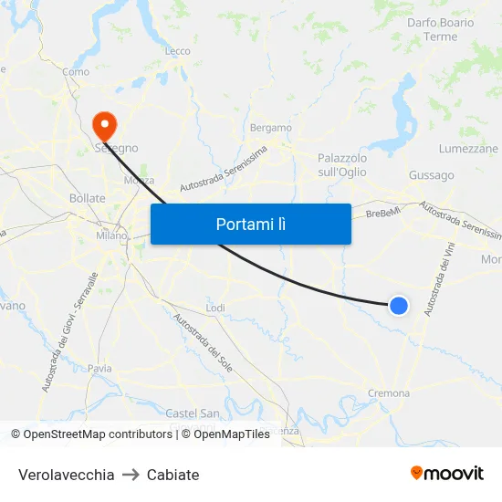 Verolavecchia to Cabiate map