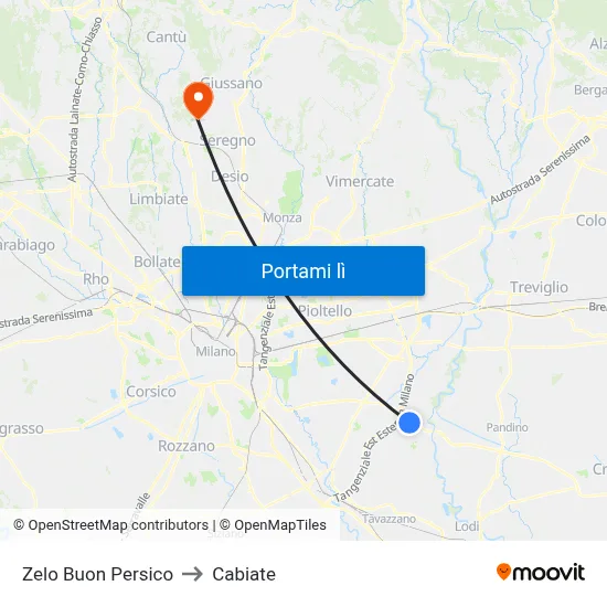 Zelo Buon Persico to Cabiate map