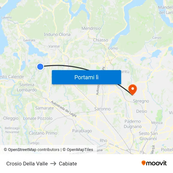Crosio Della Valle to Cabiate map